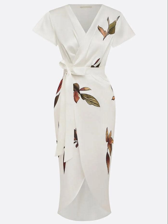Devorah Leaf Print Wrap Midi Dress_6