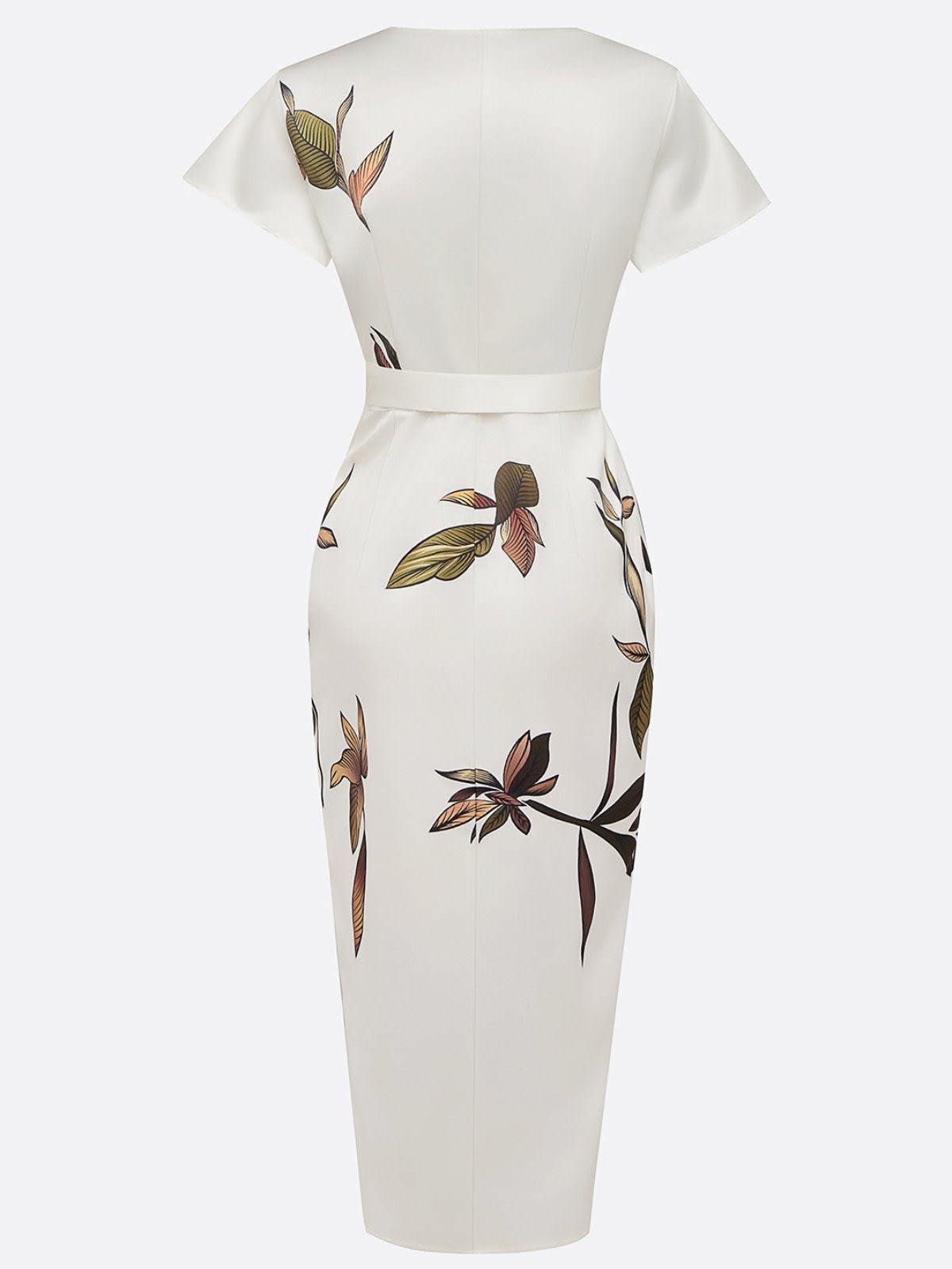 Devorah Leaf Print Wrap Midi Dress_7