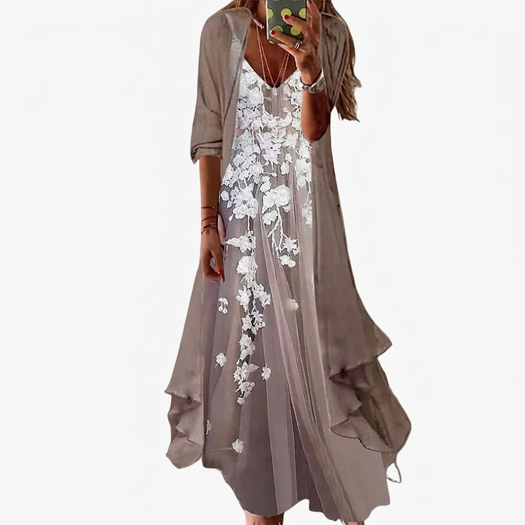 Iselin Embroidered Floral Two Piece Maxi Dress Set_3