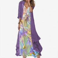 Iselin Embroidered Floral Two Piece Maxi Dress Set