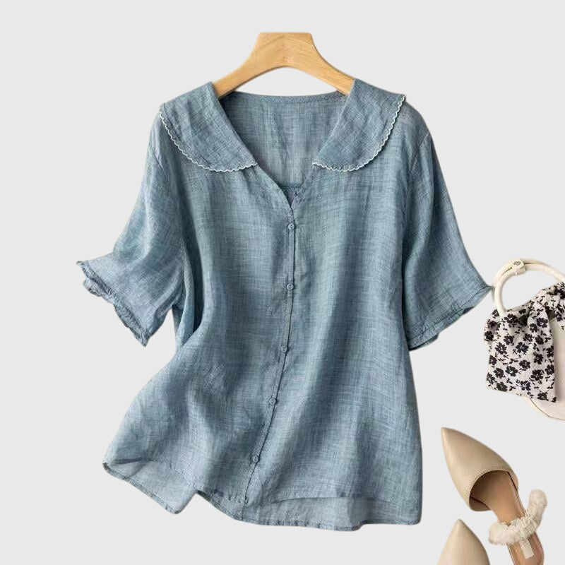 Chiara Scalloped Collar Relaxed Blouse