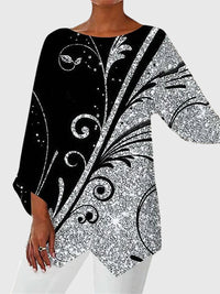 Elaina Printed Crew Neck Top