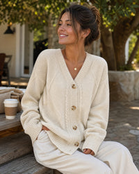 Rosalba Cable Knit Button Front Cardigan