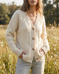 Rosalba Cable Knit Button Front Cardigan