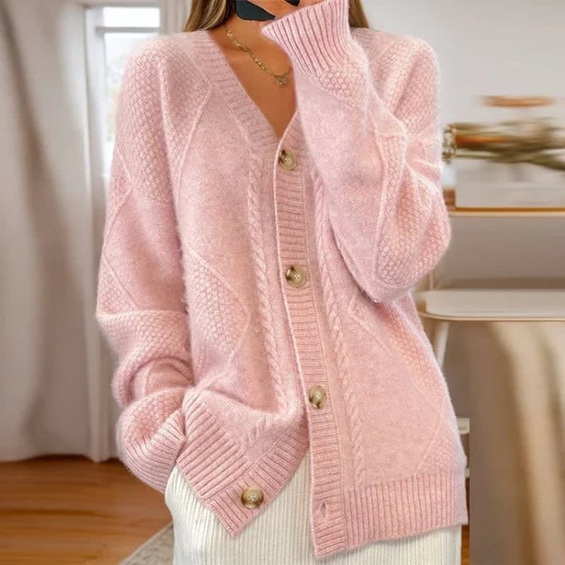 Rosalba Cable Knit Button Front Cardigan