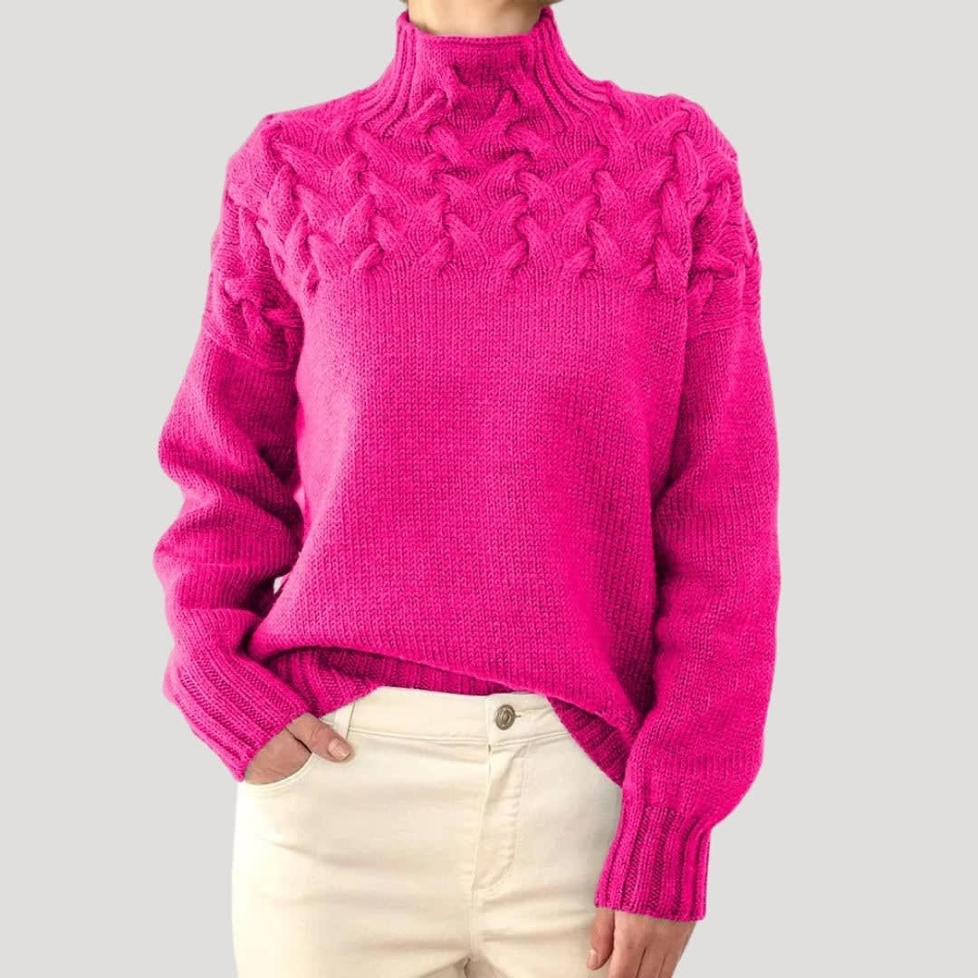 Nyree Cable Knit High Neck Sweater