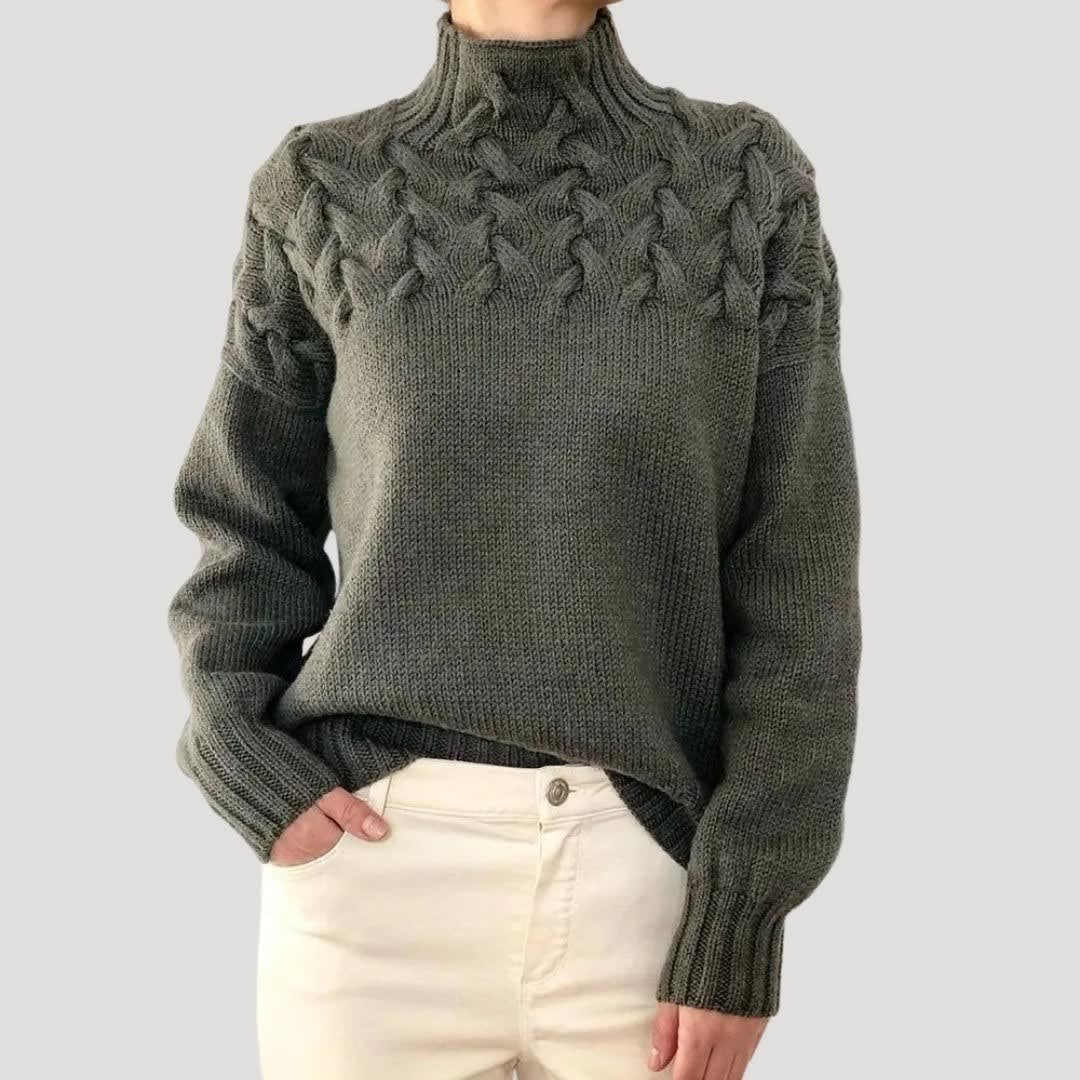 Nyree Cable Knit High Neck Sweater