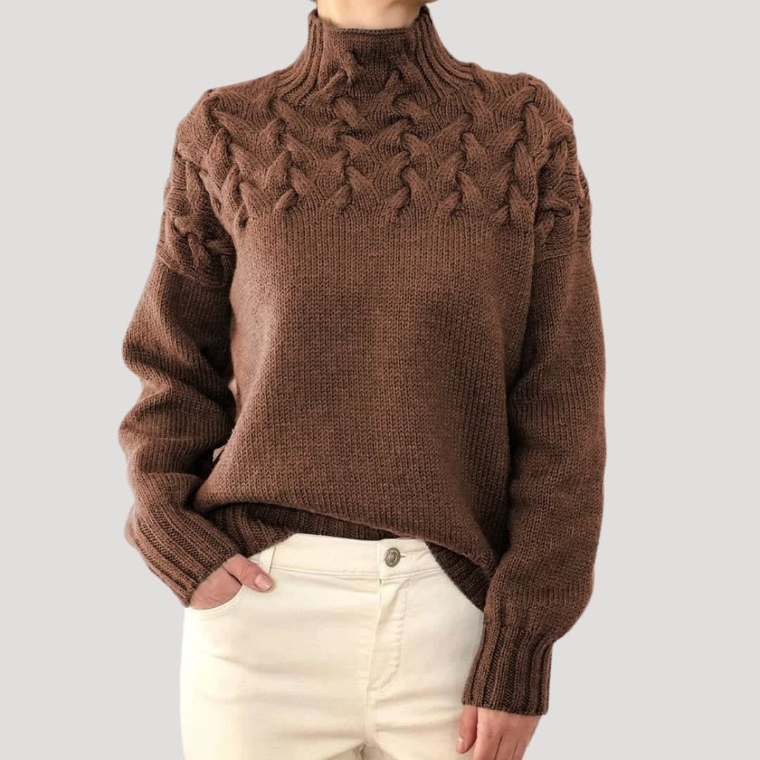 Nyree Cable Knit High Neck Sweater