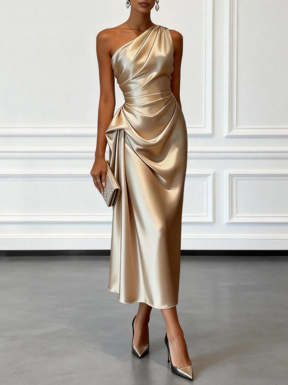 April Satin One Shoulder Midi Dress_1