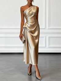 April Satin One Shoulder Midi Dress