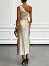 April Satin One Shoulder Midi Dress