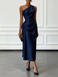 April Satin One Shoulder Midi Dress
