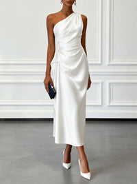April Satin One Shoulder Midi Dress