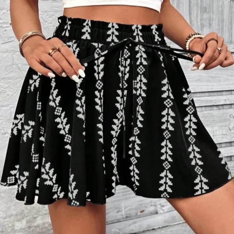 Theodora Pemberton Printed Pleated A-Line Skirt
