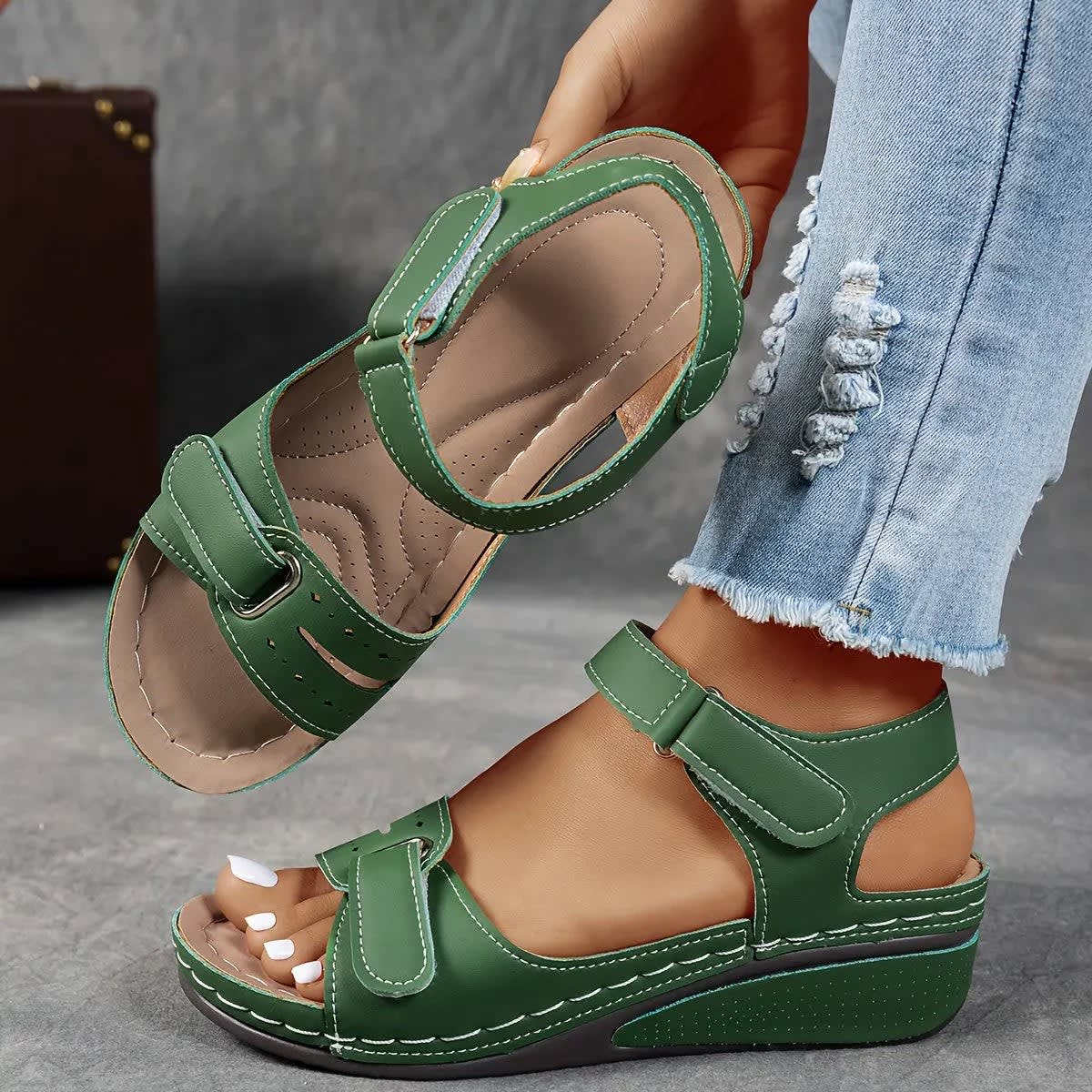 Gemma Double Strap Wedge Orthopedic Sandals_3