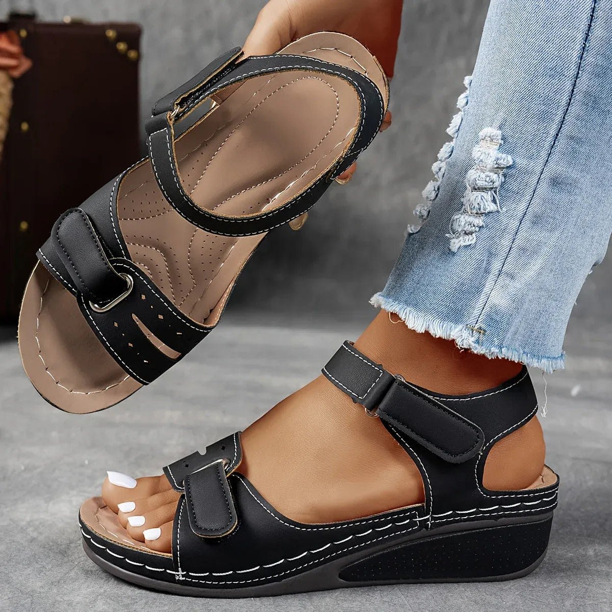 Gemma Double Strap Wedge Orthopedic Sandals_4