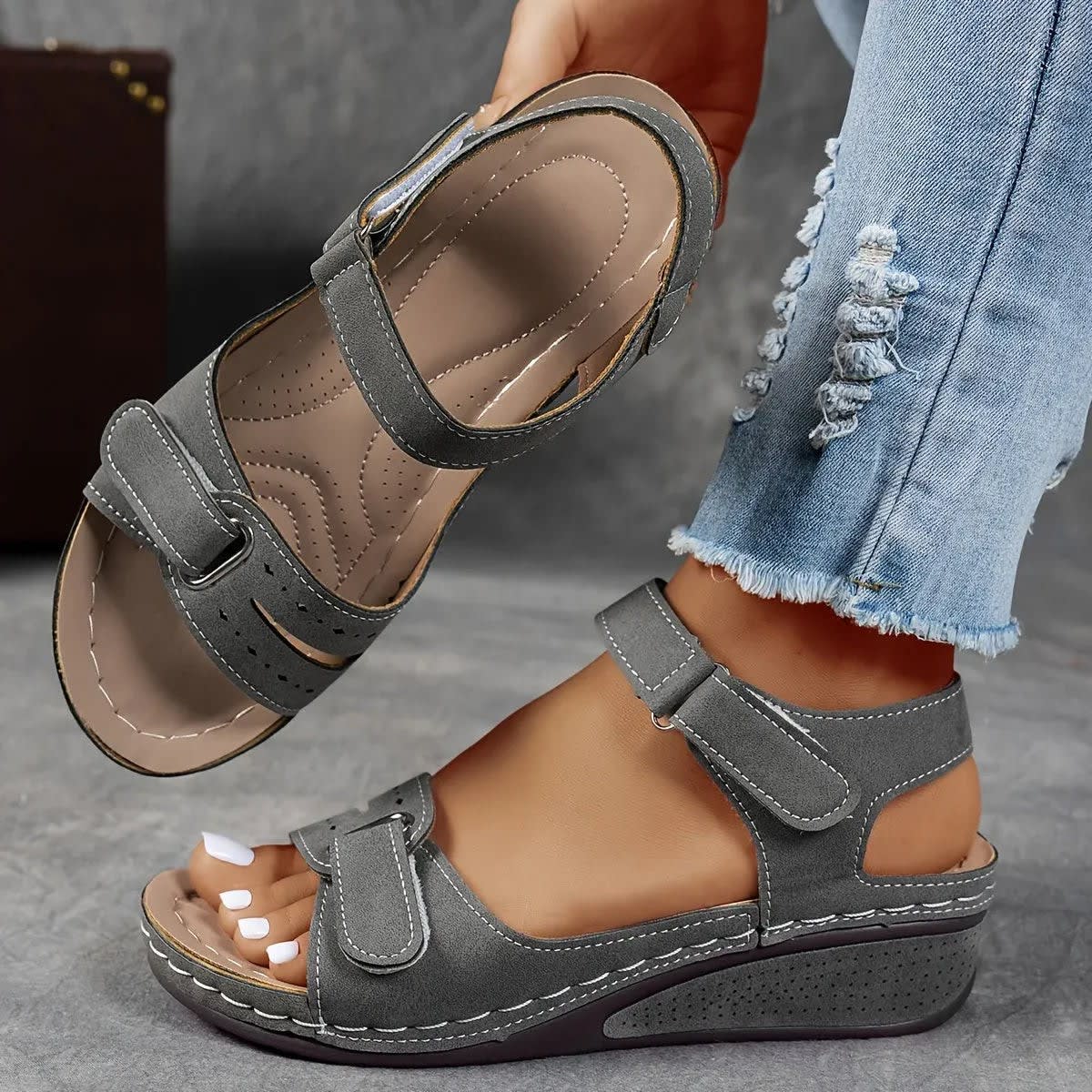 Gemma Double Strap Wedge Orthopedic Sandals_6