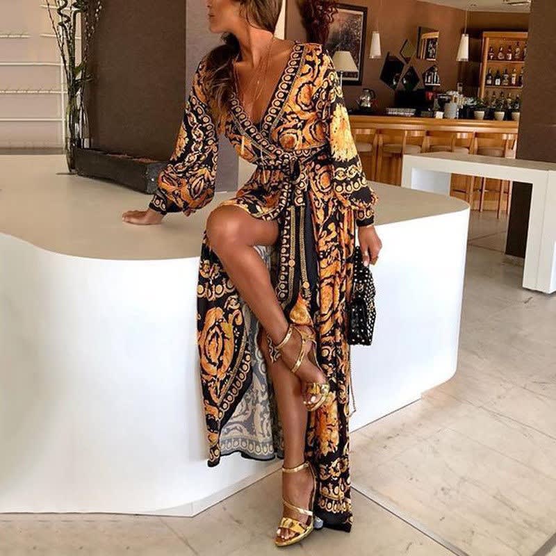 Gladys Baroque Print Wrap Maxi Dress_1