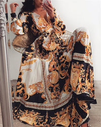 Gladys Baroque Print Wrap Maxi Dress