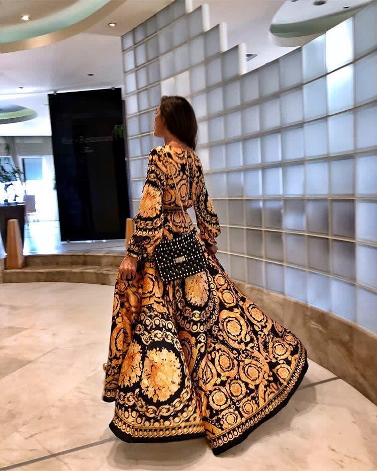 Gladys Baroque Print Wrap Maxi Dress
