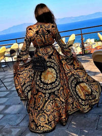 Gladys Baroque Print Wrap Maxi Dress
