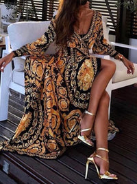 Gladys Baroque Print Wrap Maxi Dress