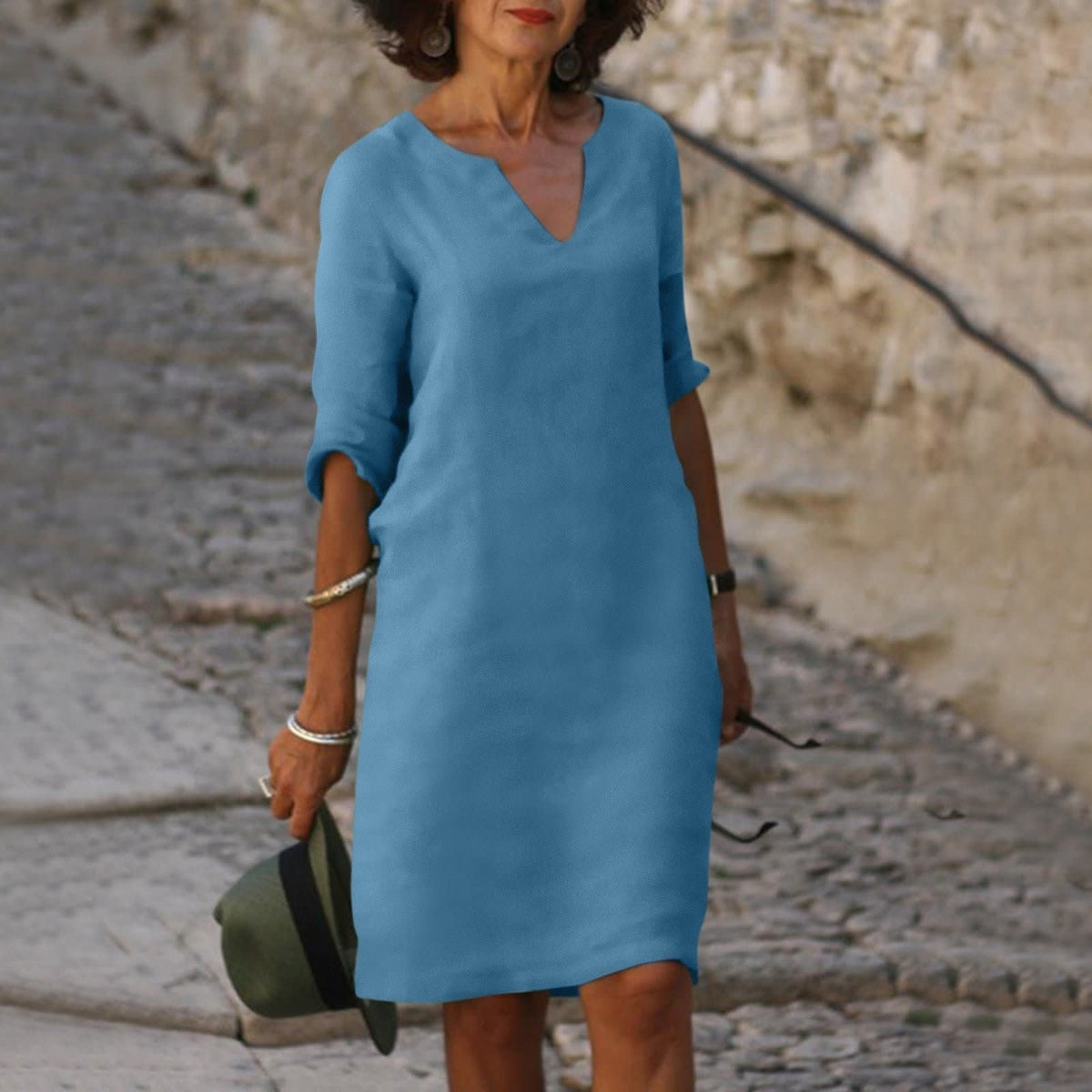Amaris V-Neck Tummy Control Shift Dress_10