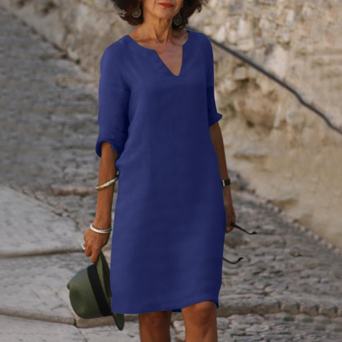 Amaris V-Neck Tummy Control Shift Dress_9