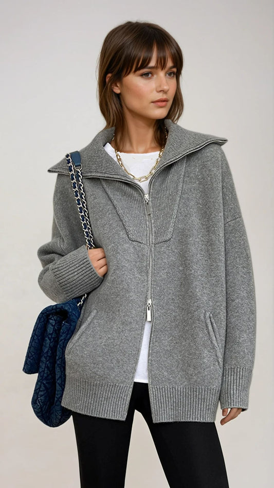 Marama Oversized Knit Zip Cardigan_1