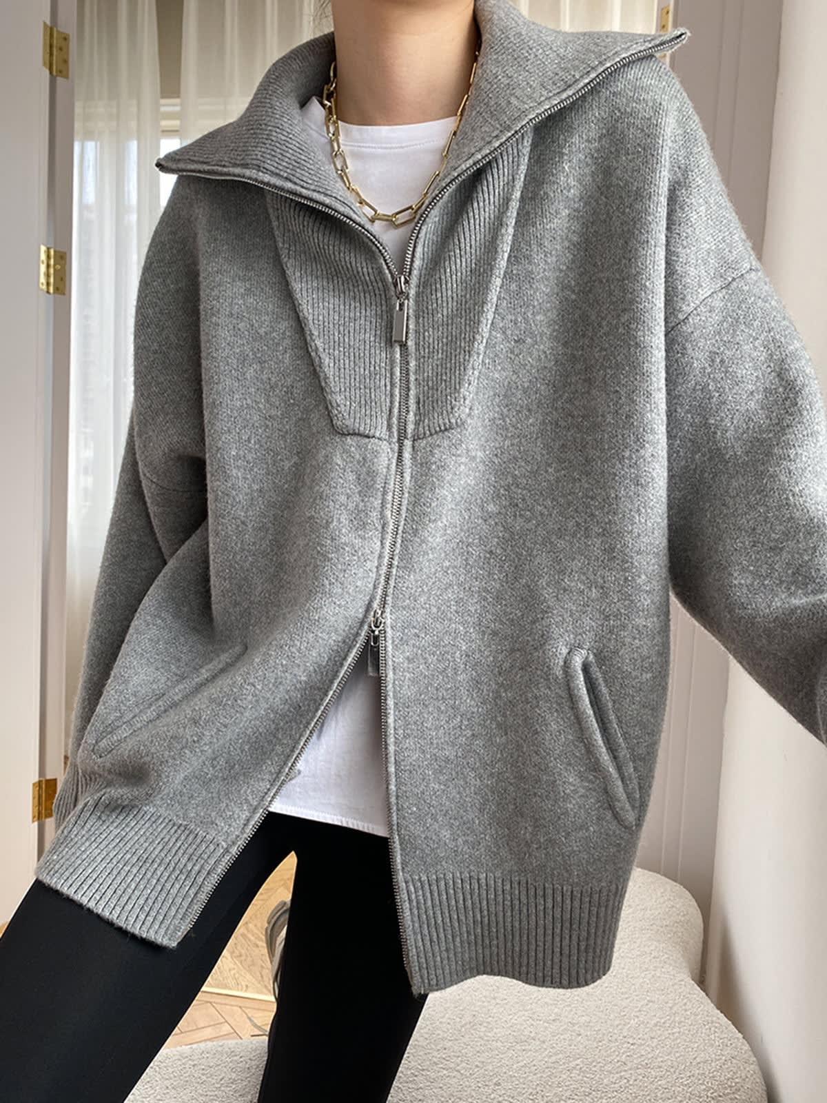 Marama Oversized Knit Zip Cardigan