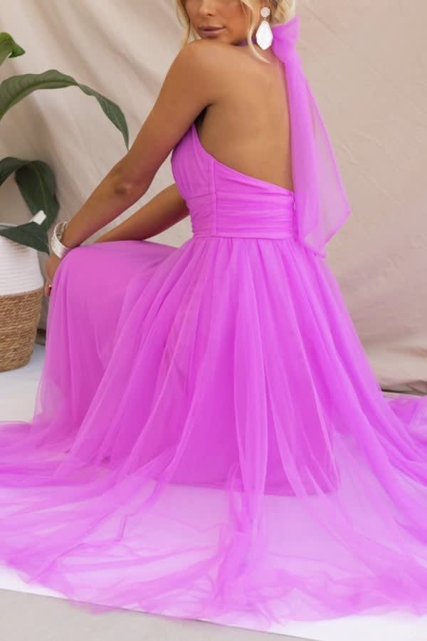 Josie Tulle Wedding Guest Halterneck A-Line Midi Dress_6