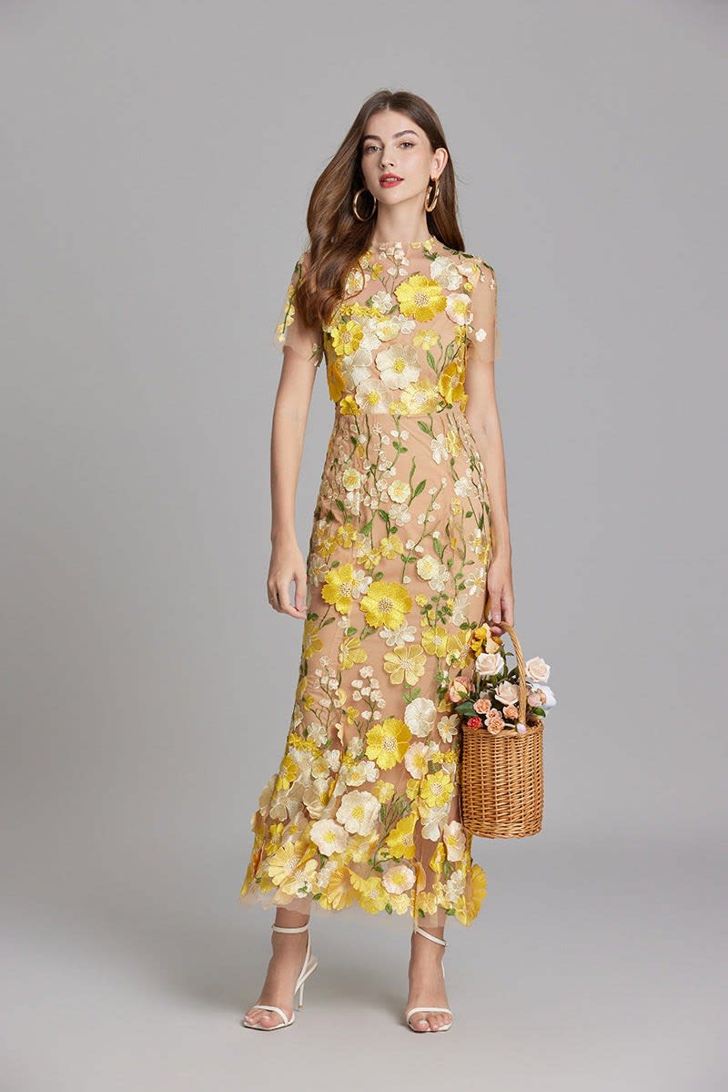 Catriona Floral Embroidered Maxi Dress