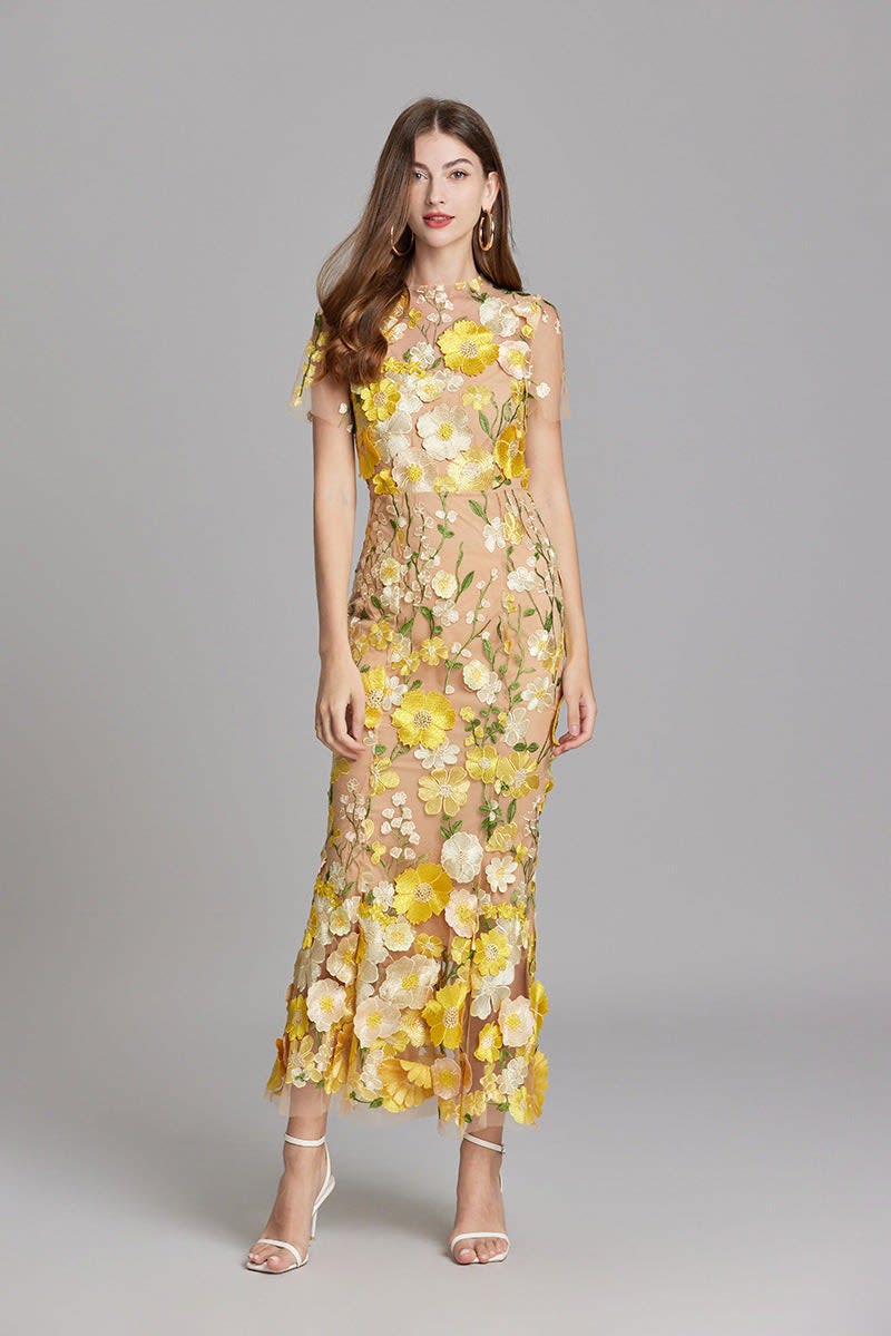 Catriona Floral Embroidered Maxi Dress