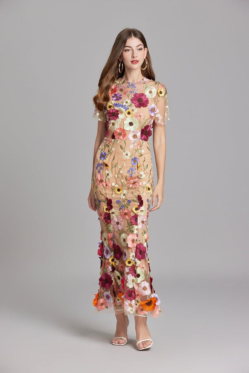 Catriona Floral Embroidered Maxi Dress