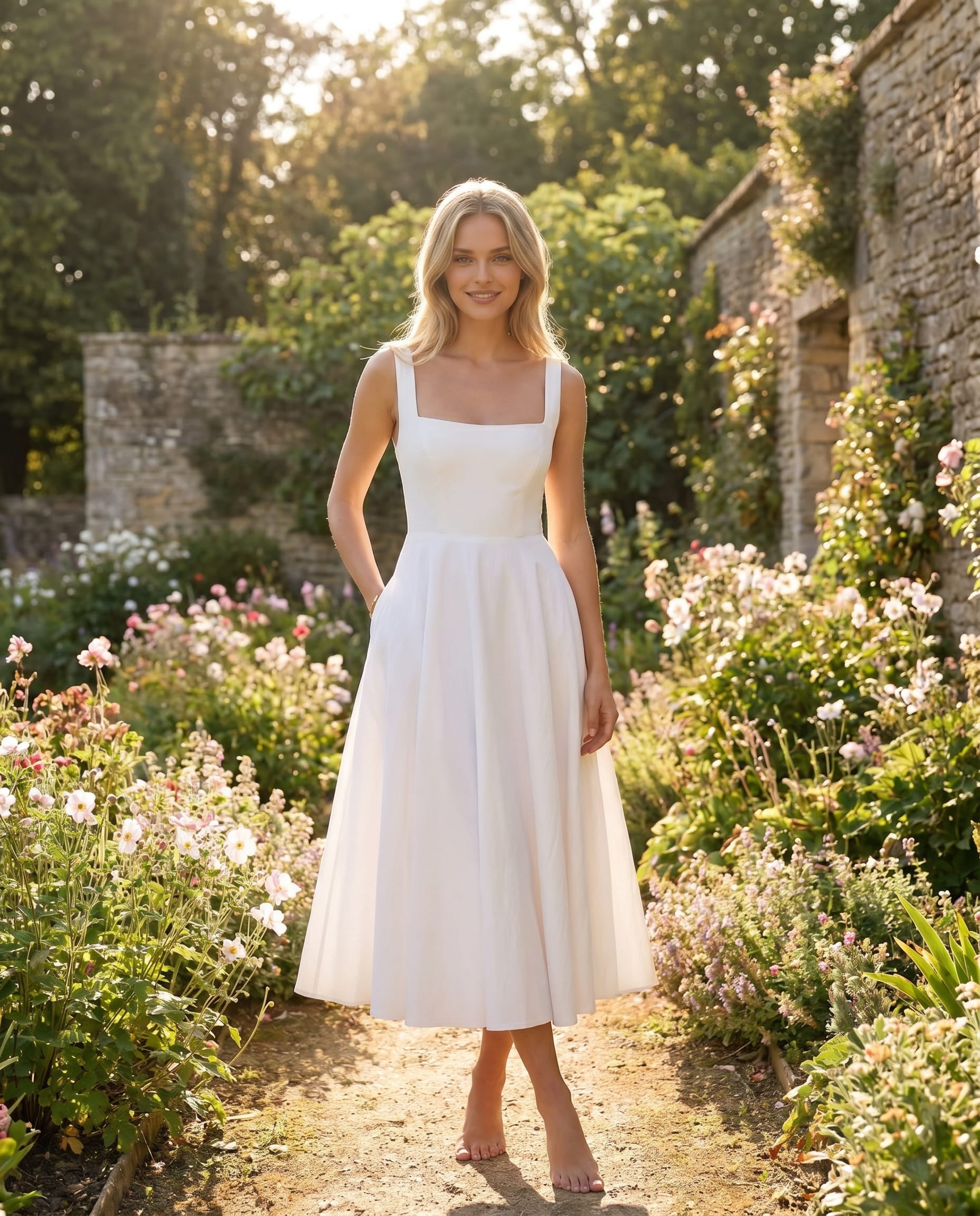 Iona Square Neck Cocktail Midi Dress
