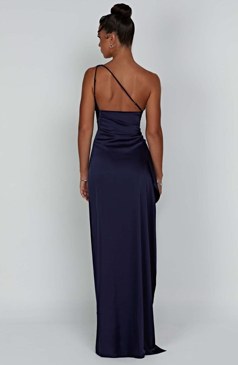 Eloise Ashford Satin One Shoulder Wedding Guest Maxi Dress