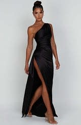 Eloise Ashford Satin One Shoulder Wedding Guest Maxi Dress