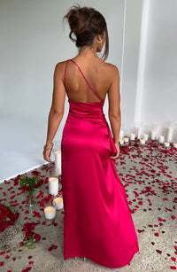 Eloise Ashford Satin One Shoulder Wedding Guest Maxi Dress