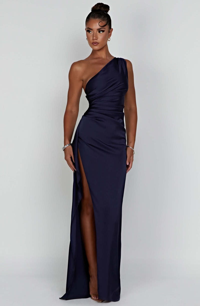 Eloise Ashford Satin One Shoulder Wedding Guest Maxi Dress