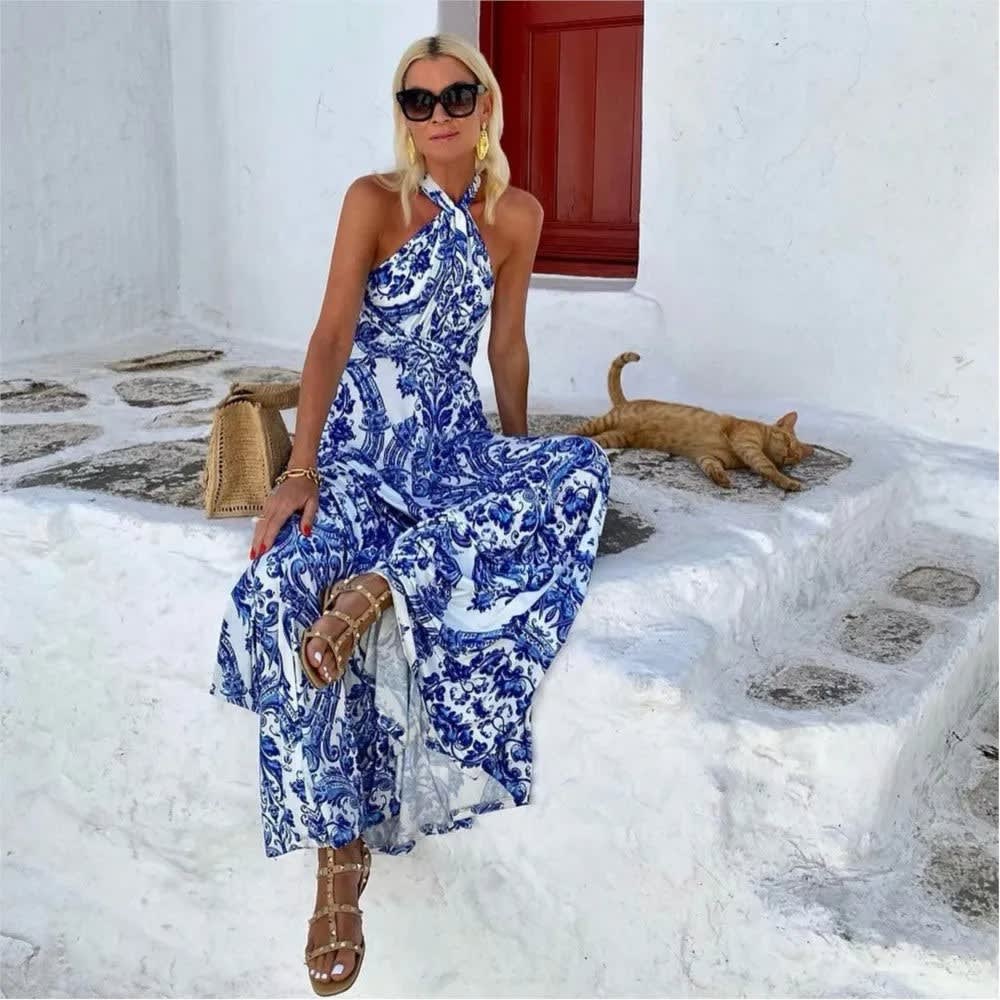 Glenys Boho Print Halter Maxi Dress_2