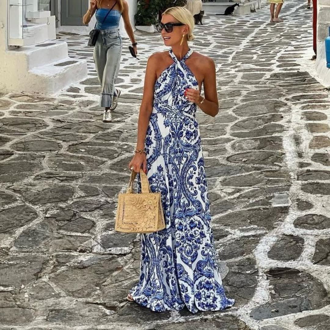 Glenys Boho Print Halter Maxi Dress_3