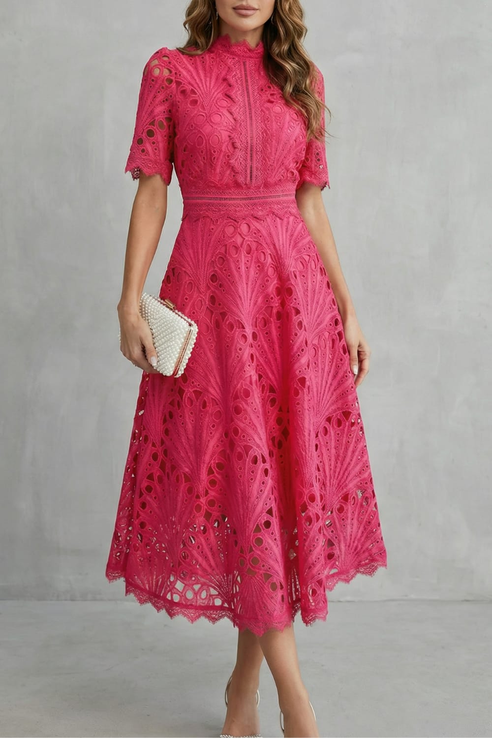 Chantelle Lace High Neck Midi Dress