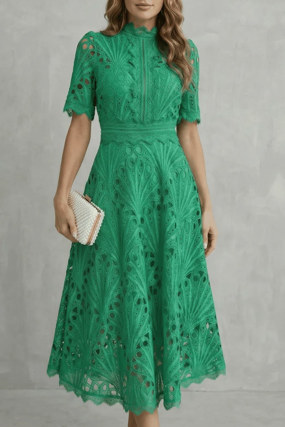 Chantelle Lace High Neck Midi Dress