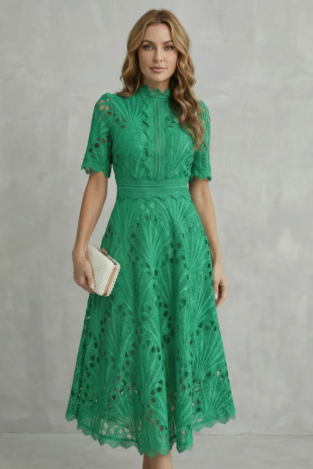 Chantelle Lace High Neck Midi Dress