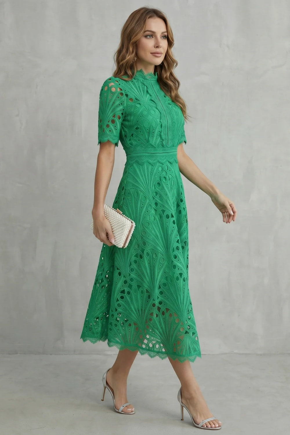 Chantelle Lace High Neck Midi Dress
