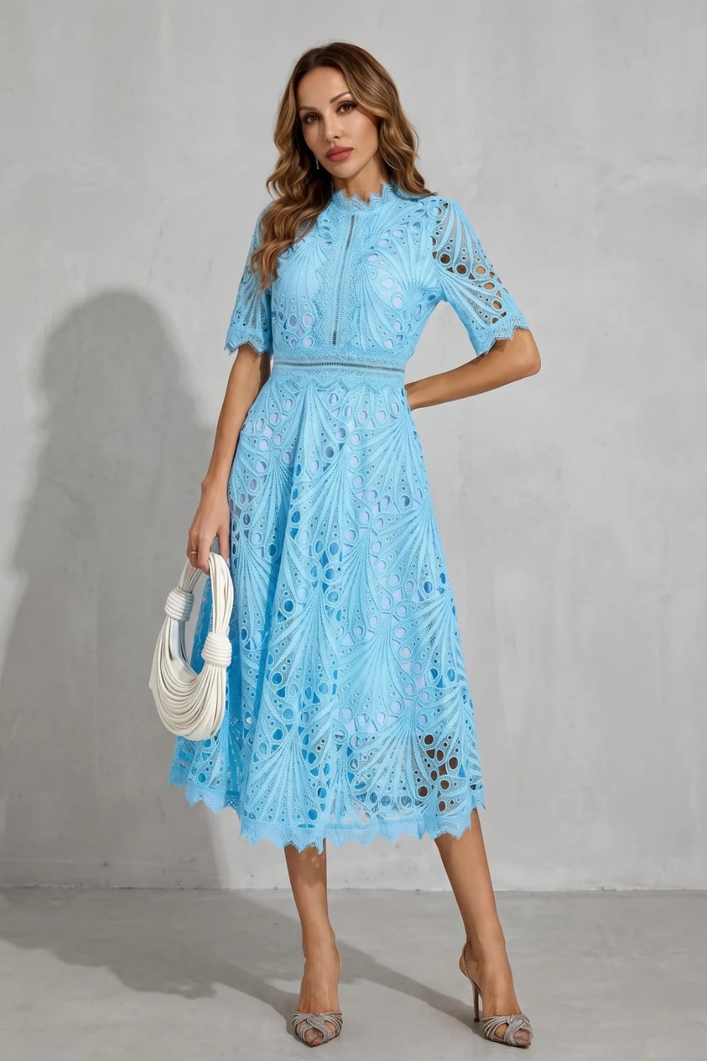 Chantelle Lace High Neck Midi Dress