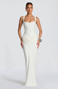 Melina Square Neck Fitted Wedding Guest Maxi Dress