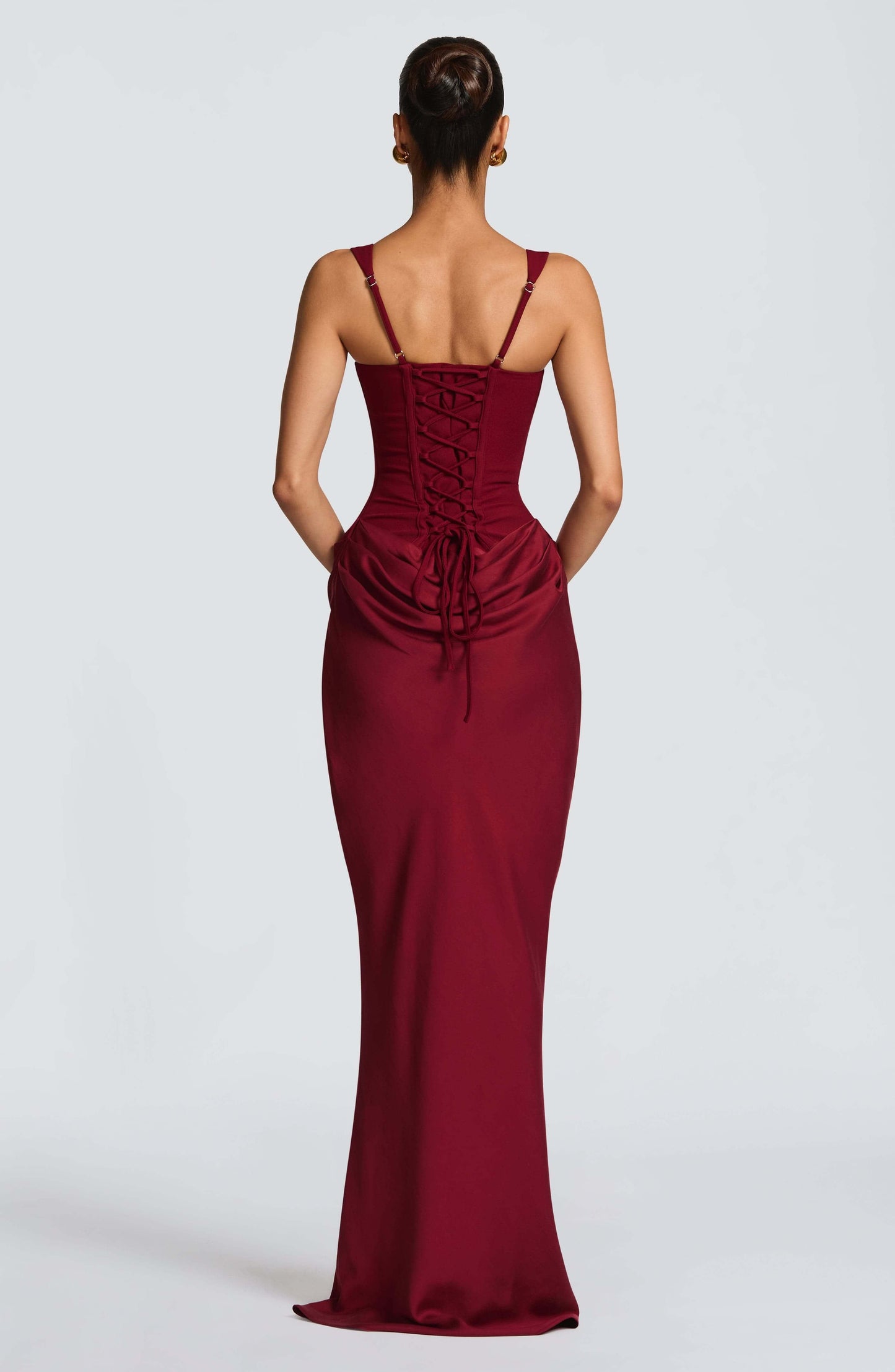 Melina Square Neck Fitted Wedding Guest Maxi Dress_9