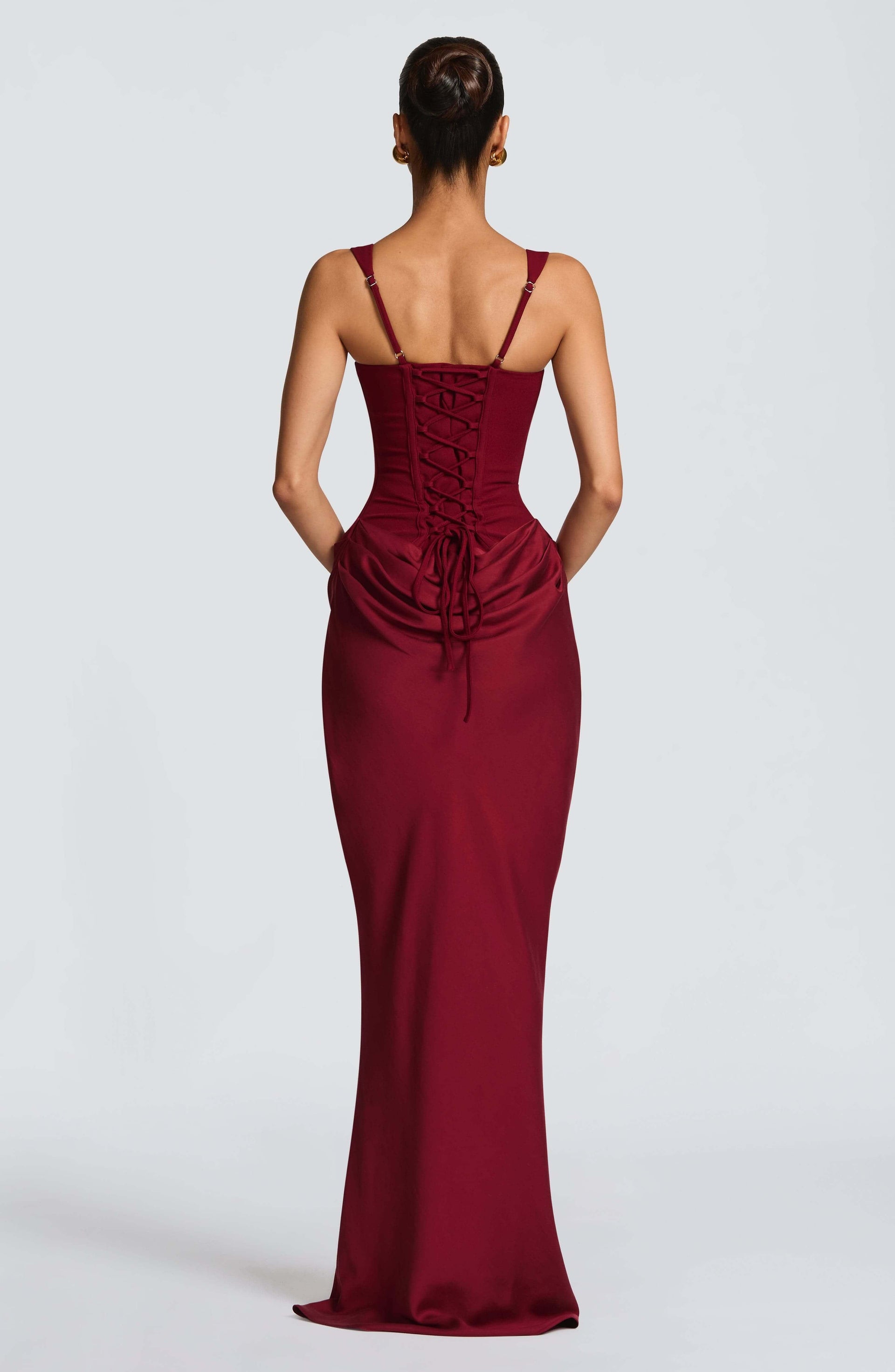 Melina Square Neck Fitted Wedding Guest Maxi Dress