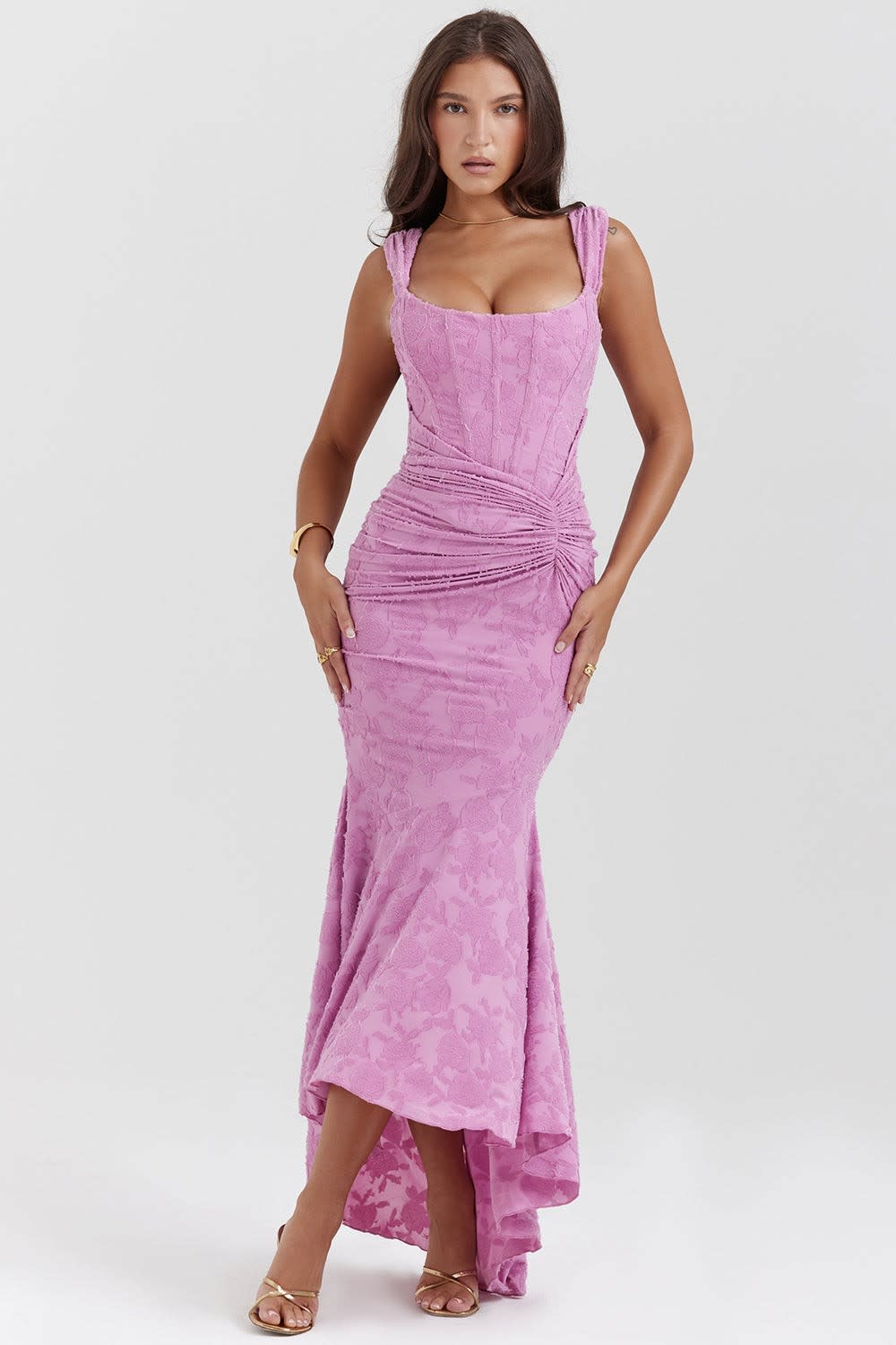 Leni Wedding Guest Ruched Bodycon Corset Maxi Dress